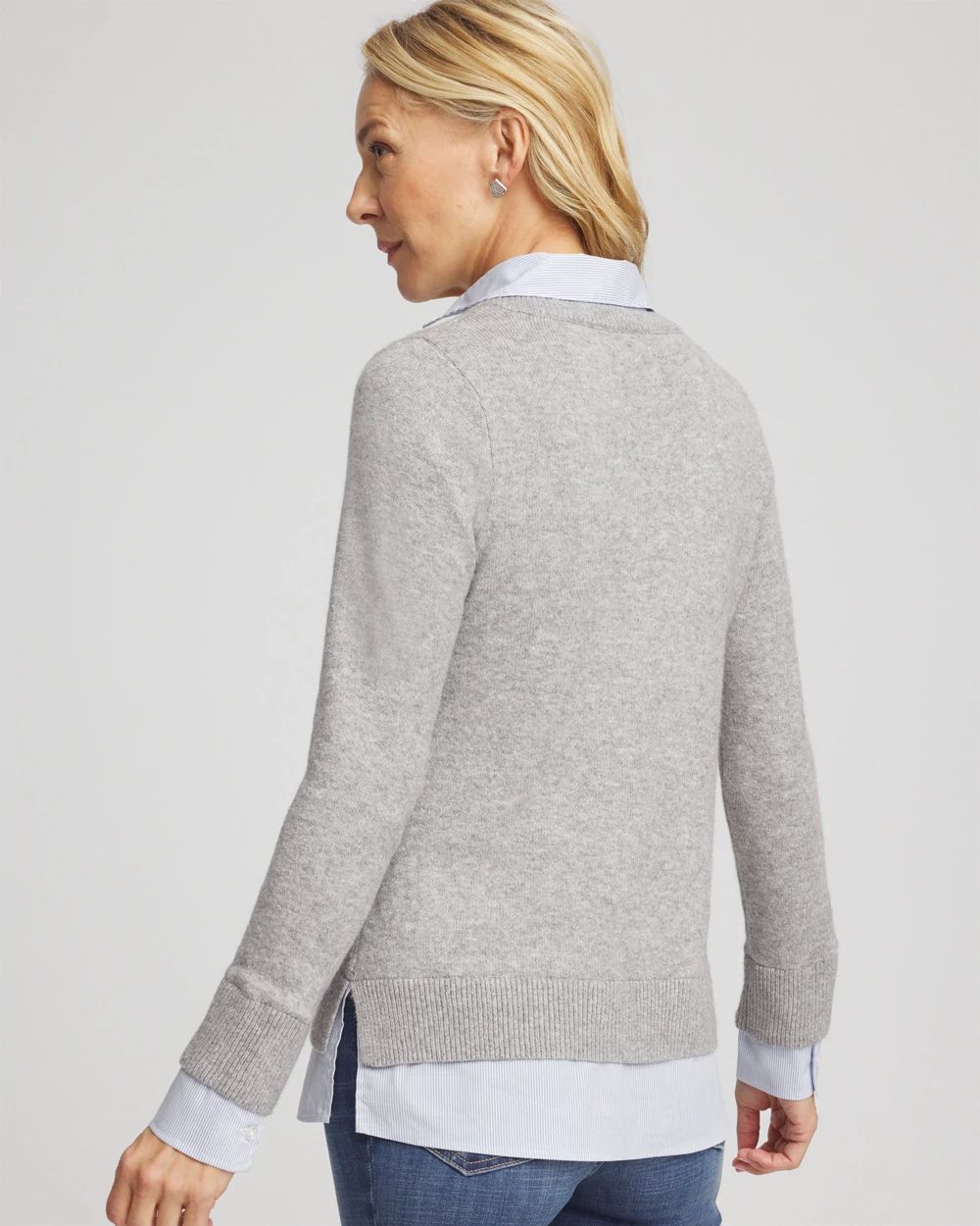 Sequin Built-In Shirt Knit Sweater | Chico's
